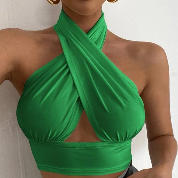 Kelly Green Halter Top - Picture 1 of 2